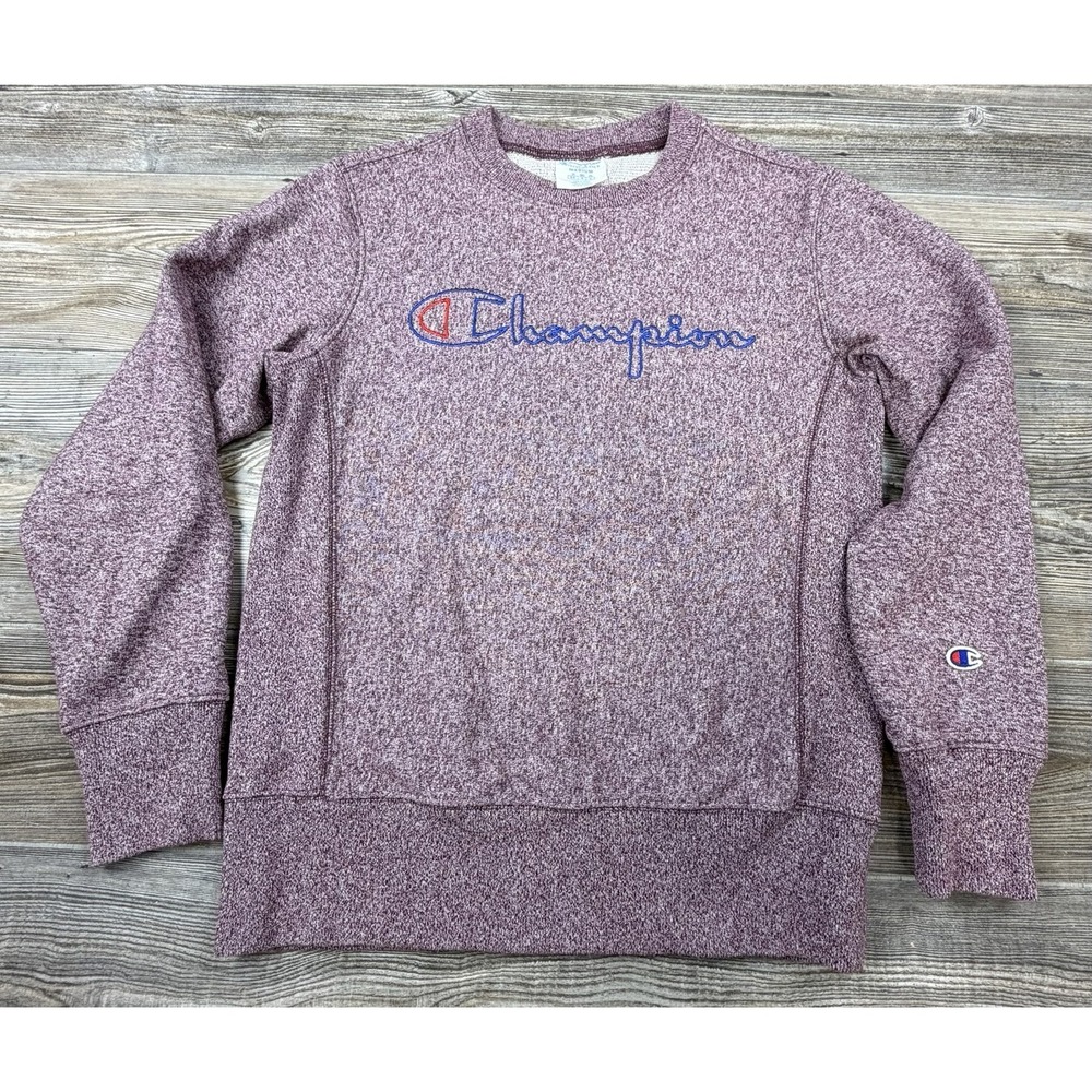 Champion Embroidered Spell-Out Reverse Weave Burgundy Sweatshirt Men's Size M